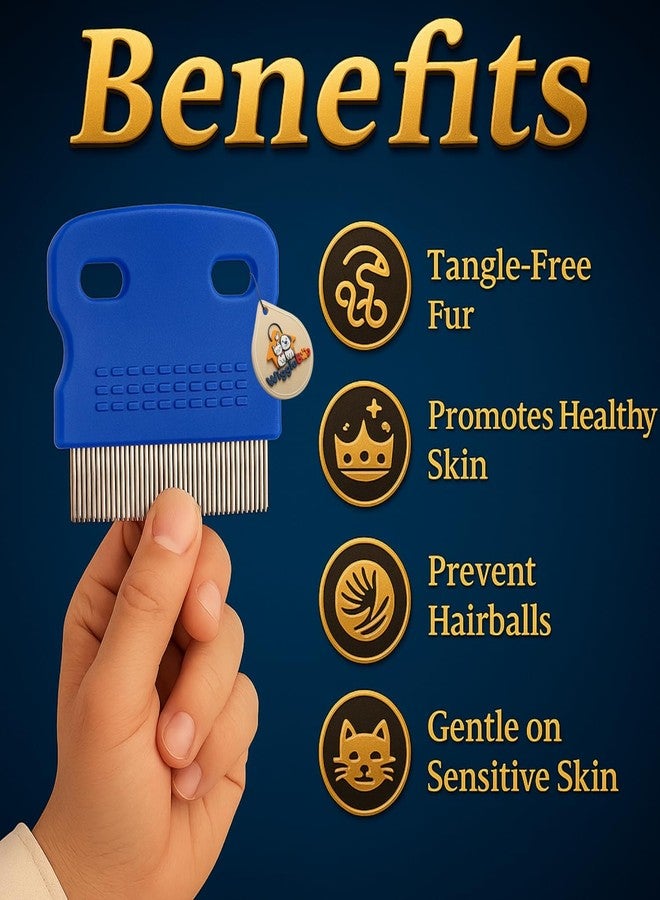 WiggleBoo 6cm Tick, Flea Comb for Dogs & Cats - Compact Bathing Grooming Comb - Stainless Steel Pins - Easy Grip Handle - Ideal for Puppies, Kittens & Small Breeds (Random Color) (Type 3) - Image 2